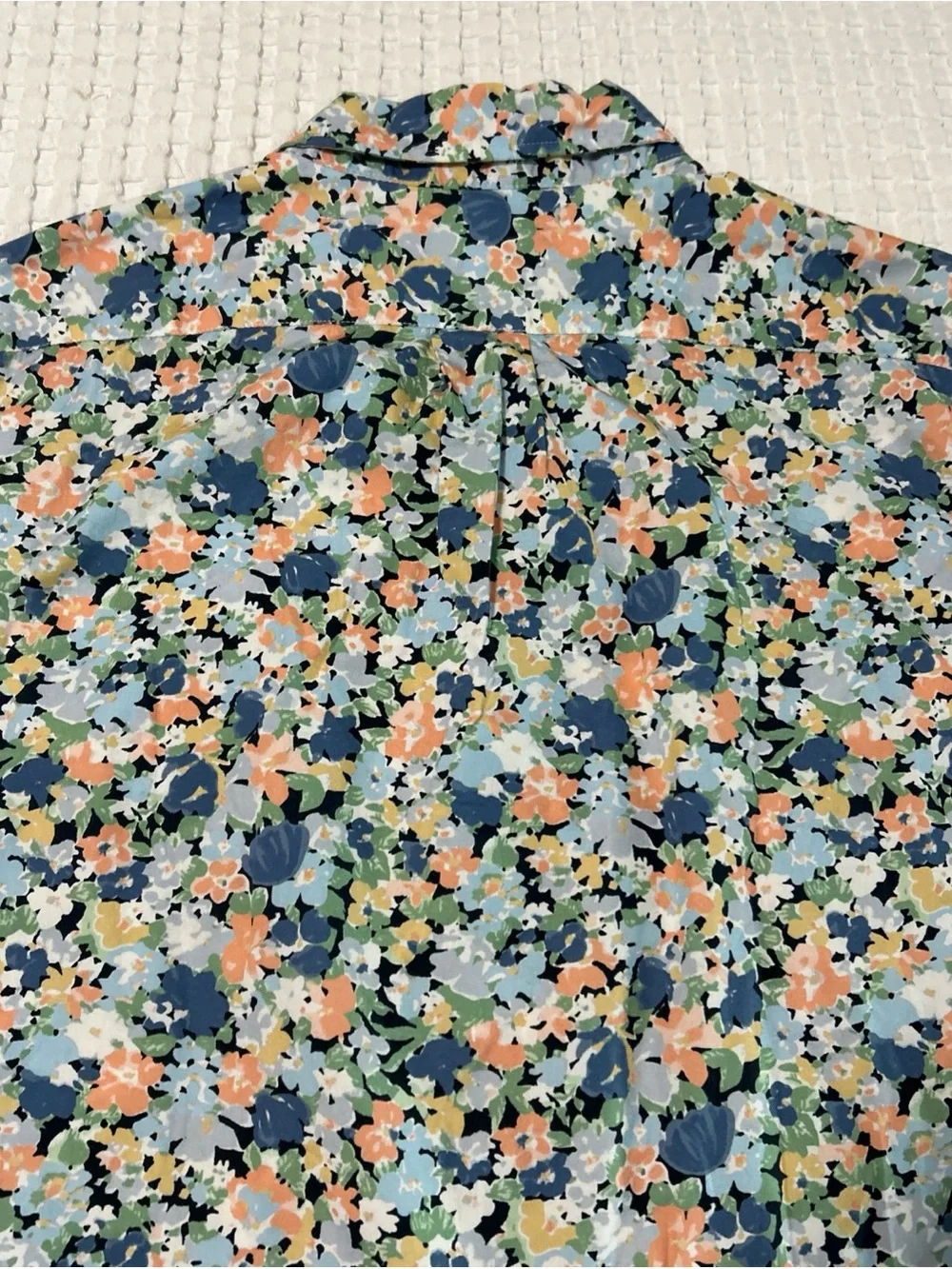 J. Crew Classic Fit Floral Button-Up Short Sleeve Shirt - Blue Multi - Men’s L